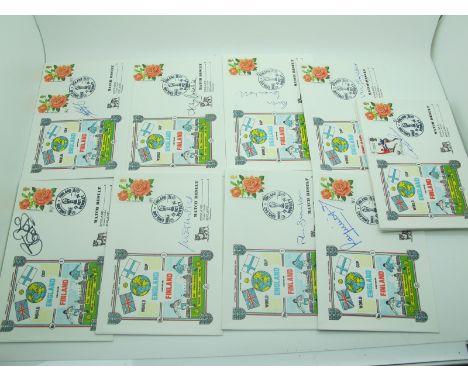 England v. Finland 1976 Fifteen First Day Covers, signed individually by the whole tea, including Keegan, Wilkins, Beattie, B