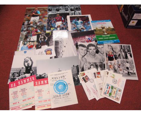 West Ham United Signed First Day Covers, by Lyall, Parkes &amp; Day. four unsigned Bobby Moore covers. programmes include awa