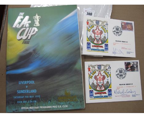 1992 F. A Cup Final Liverpool v. Sunderland Programme, plus First Day Covers signed by Steve Nicol - Winning Captain and Malc