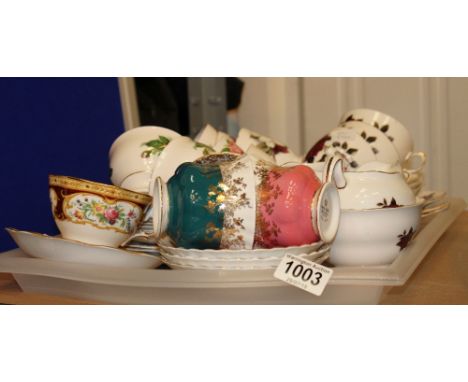 Tray of ceramic tea sets including Royal Albert and Colclough