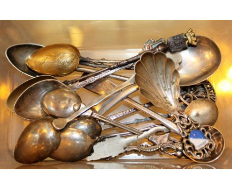 Collection of hallmarked silver spoons including a Chester silver caddy spoon