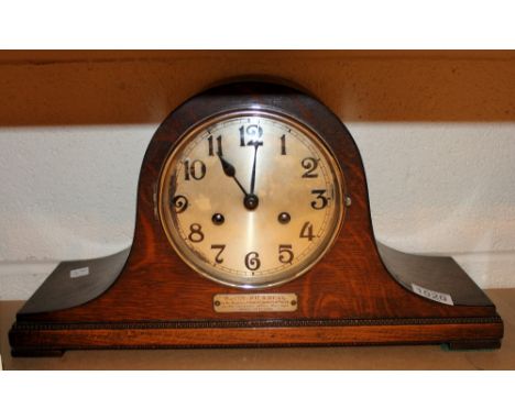 1930s oak cased Napoleons hat mechanical mantle clock and brass anniversary clock A/F