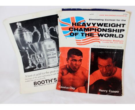 Original programme for Cassius Clay and Henry Cooper fight Tuesday June 18th 1963 and the Empire stadium ticket
