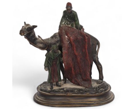 Carl Cauba, a cold painted bronze "The Carpet Seller", signed to the base, H20cm 
