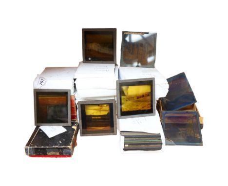 Various sets of glass photographic magic lantern slides, topographical subjects 