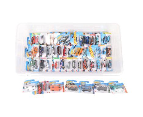 Approx 50 Hot Wheels by Mattel boxed and carded diecast vehicles 