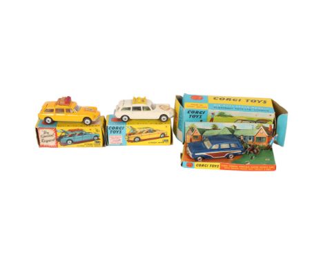 Corgi Toys model no. 440, Ford Consul Cortina Super Estate car, Corgi Toys model no. 475, Citroen Safari Olympic Winter Sport