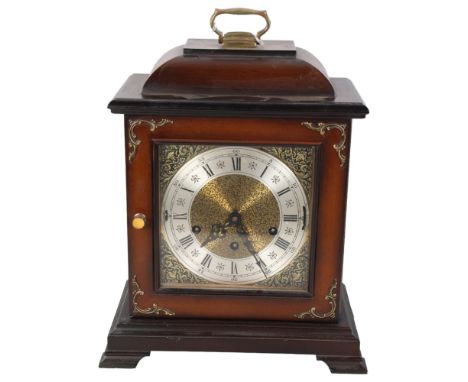 A mahogany-cased 3-train bracket clock, with key, H38cm overall 