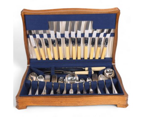 FRANK WOOD, SHEFFIELD - a part canteen of plated cutlery for 6 people, 52 original pieces, with unrelated 2 sets of cake fork