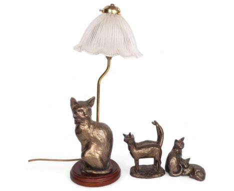 Paul Jenkins, a resin bronze group, Frith cats (two's company), H19cm, a resin bronze group, Toby and Poppy, and a seated cat