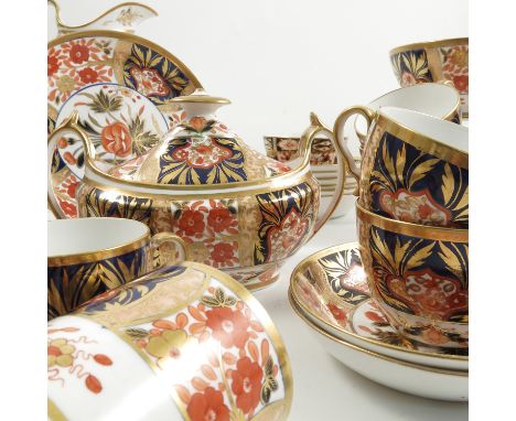 A 19th century Crown Derby tea set comprising two handled sugar bowl, milk jug, slop basin and side dish, small side dish, sm