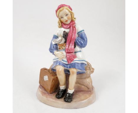 A rare unmarked Royal Worcester figure, Stowaways, from the Wartime series modelled by Eileen. A. Soper, of a wartime girl se