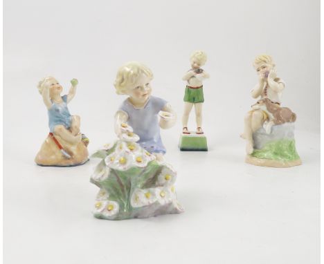 Four Royal Worcester figures, Friday's Child 3261, Saturday's Child 3256, June 3456 and May 3455, all modelled by F G Doughty