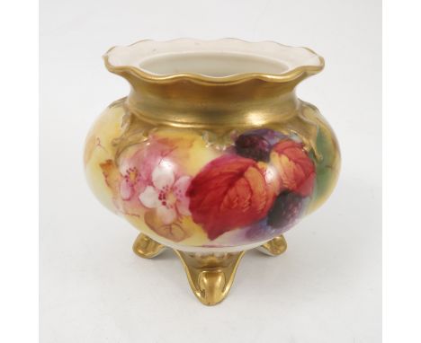 A Royal Worcester vase, hand painted with autumnal fruits and berries by Kitty Blake, shape number H261, dated 1933, height 3