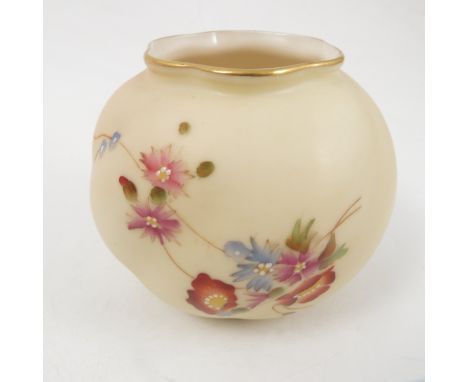 A Royal Worcester blush ivory vase, printed painted with floral sprays, shape number G161, dated 1904, height 2.75ins