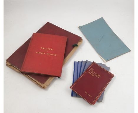 The Ancient History of the Game of Draughts, by Geo H Limbrey, seven copies and a leather faced copy, together with a hand wr