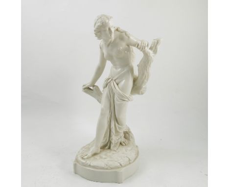 A Royal Worcester glazed figure, after Brock, Bather Surprised, height 16.25ins