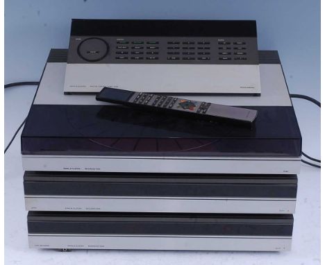 A Bang &amp; Olufsen separates stereo system, designed by Jacob Jensen and manufactured 1986-1989, to include Beomaster 5500 