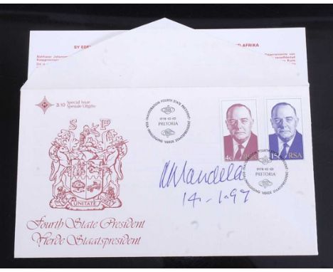 Nelson Mandela, (1918-2013), 1978 Pretoria Inauguration Fourth State President First Day Cover, bears signature in blue ink a