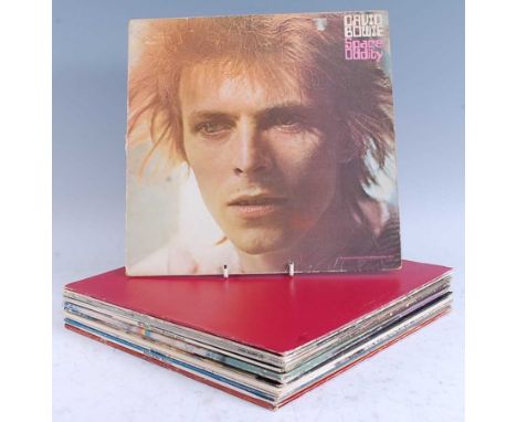 A collection of 12" vinyl, various dates and genres, mostly LP's but some singles to include David Bowie - Space Oddity, Ruby