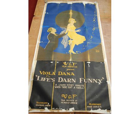 Life's Darn Funny, three sheet linen backed poster for the 1921 American silent comedy film directed by Dallas M. Fitzgerald,