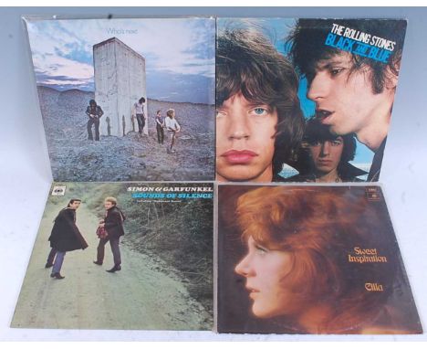 A collection of LP's mostly 1960's-1980's, to include The Who - Who's Next, The Rolling Stones - Black And Blue, Cilla Black 