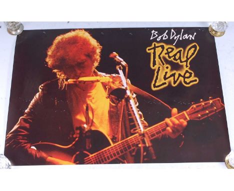 Bob Dylan, a collection of five various posters, to include Basement Tapes, 69 x 46cm, Real Live 71 x 48cm, Pace Internationa