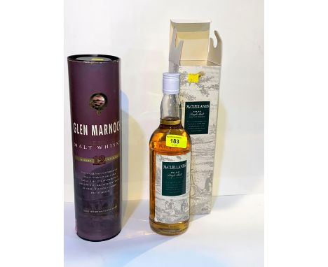 Originally boxed bottle of 70cl McClellands Islay Single Scotch Malt Whisky; originally boxed 70cl Glen Marnoch Single Speysi