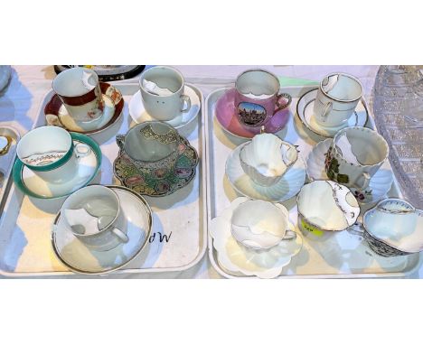 A collection of Victorian moustache cups 