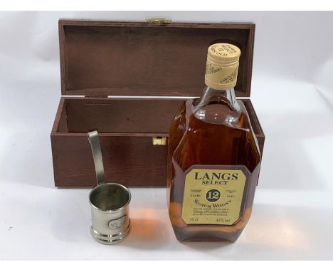 LANG'S Select, 12 Years Old Scotch Whisky, in presentation box with pewter measure 
