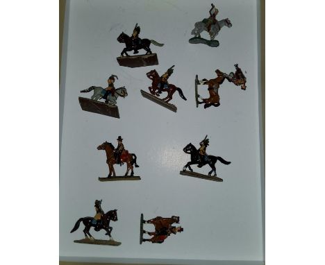 A selection of vintage Britains style painted metal table topwar miniatures English Civil war cavalry, both Cavaliers and Rou