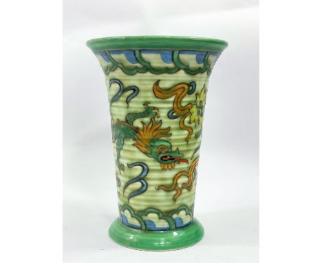 A Crown Ducal Charlotte Rhead vase with Dragon pattern decoration, height 15cm 