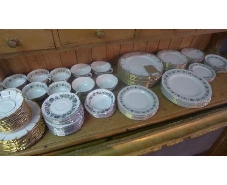 A set of three part dinner services, by Doulton and Royal Vale, to include cups, saucers, soup bowls and plates, (qty) 
