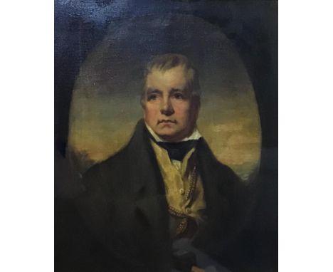 Late 18th / early 19th century Continental school, Portrait of Sir Walter Scott, oil on panel, H.29.5cm W.27cm