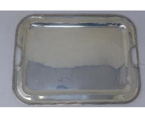 A Mexican silver tray with reeded border, stamped 900, 31oz 