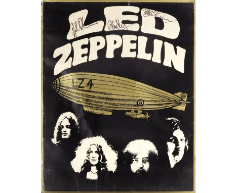 Led Zeppelin: An Autographed Original Merchandise Poster, With Concert Ticket,1971,the poster signed by John Bonham, Jimmy Pa