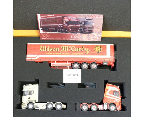 Manufacturer - Tekno | Description - Set of 2 Tractor Units &amp; 1 Curtainside Trailer - Wilson McCurdy | Stock Code - 69899