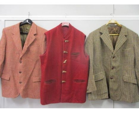 A 1970s Tommy Nutter tweed jacket, Saville Row size 42 regular, a vintage Harris Tweed jacket for Andrew Douglas, approximate