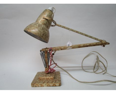 Industrial design - a Herbert Terry and Sons model 1227 anglepoise table lamp, repainted in cream with scumbaled gilt work de