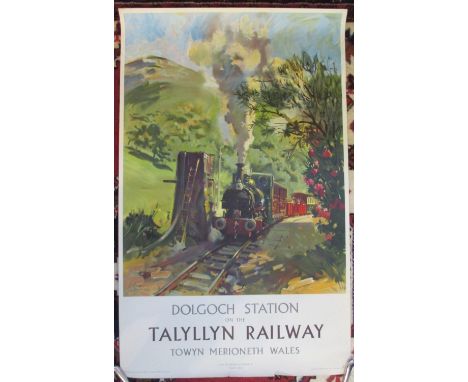 A vintage Talyllyn Railway advertising poster 'Dogoch Station of the Talyllyn Railway from the original oil painting by Teren
