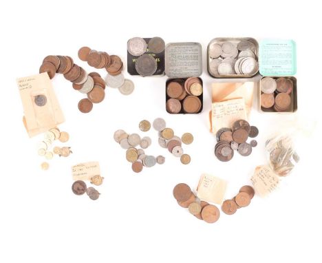 A collection of gold and silver coins, comprising Geo I quarter guinea 1718, Geo III half sovereign, 1817, Carolus II half es