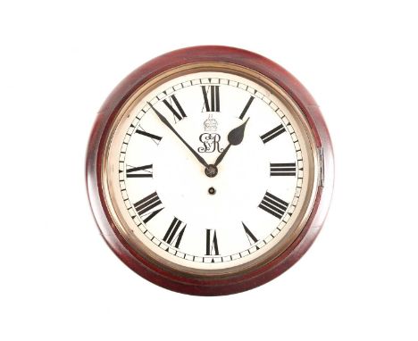 A George V mahogany cased eight-day single fusee General Post Office wall timepiece. The thirty centimetre (11 3/4 ") dial ma