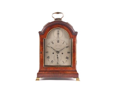 Thomas Field of Bath. A George III double fusee bracket clock in mahogany case. Fitted a silvered one pieced arched top dial 