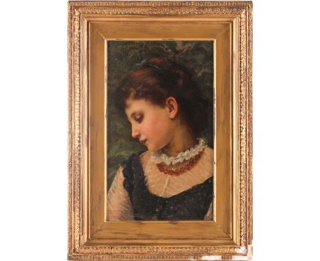 Angelo Ramognoli, (1850-1896), Portrait of a young girl, signed upper left, oil on panel, 28 cm x 16.5 cmCondition report: So