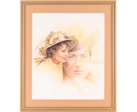Chris Collingwood (20th century), a double portrait of a man and a woman, watercolour and bodycolour, 40 cm x 34.5 cm, framed