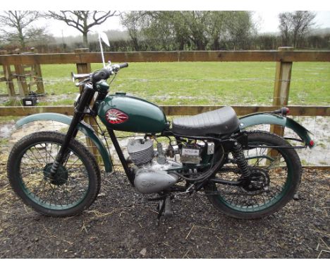 A 1957 BSA Bushman Major D3, registration number 955 JTW, frame number CD313428, engine number ED781772, green. This rare BSA