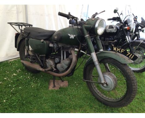 A 1957 Matchless G80S, registration number WKF 711, frame number A52826, engine number 57G800S-130506, green. This Matchless 