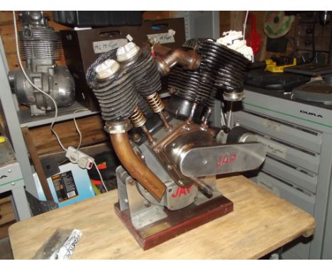 A 1934 JAP 980cc side valve V-Twin, engine number KT/D398565. Complete with magneto, on a display stand  See illustration