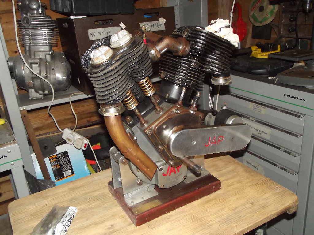 A 1934 JAP 980cc side valve VTwin, engine number KT/D398565. Complete