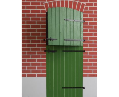 Joseph WILLAERT (1936-2014) Door of a horse stable. Mixed media, oil on canvas and wooden barn door. Signed and detad 1971. D